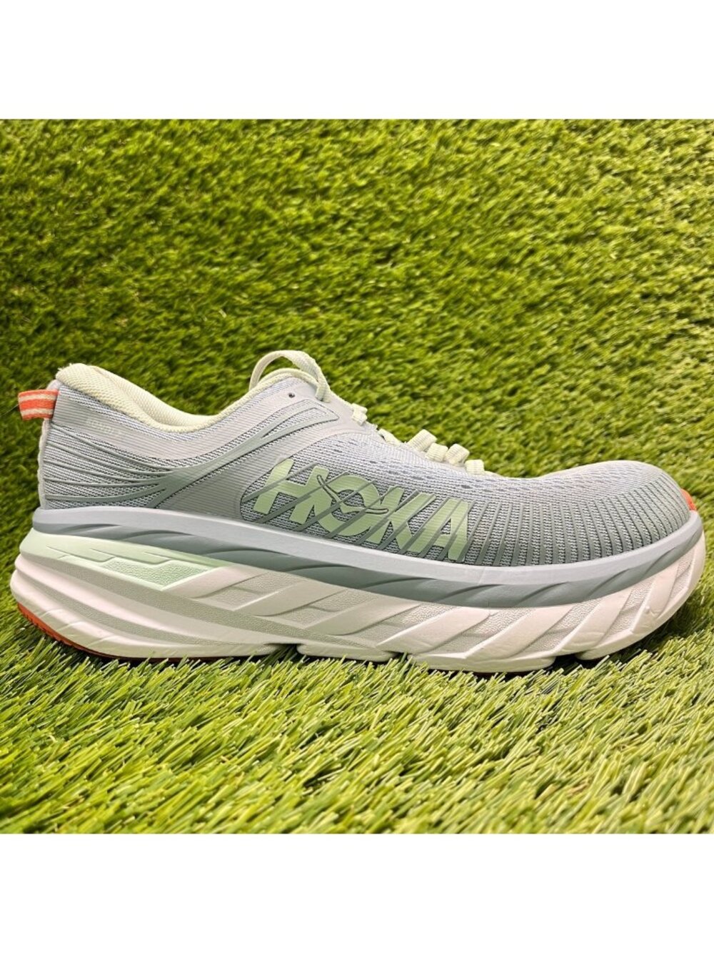 Hoka One One Bondi 7 Womens Size 7.5D Gray White Athletic Running Shoes Sneakers
